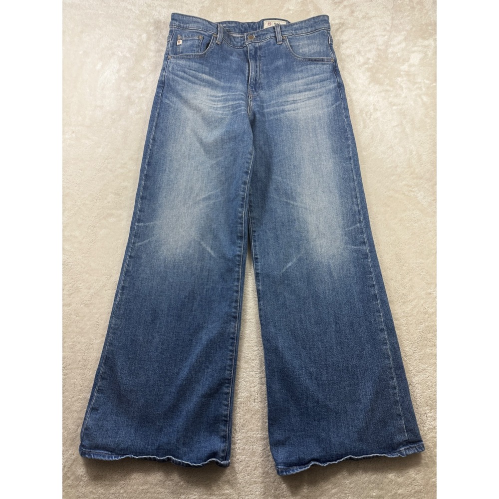 AG Adriano Goldschmied Womens Saige Mid Rise Wide Leg Blue Jeans 31 Meas: 32x30